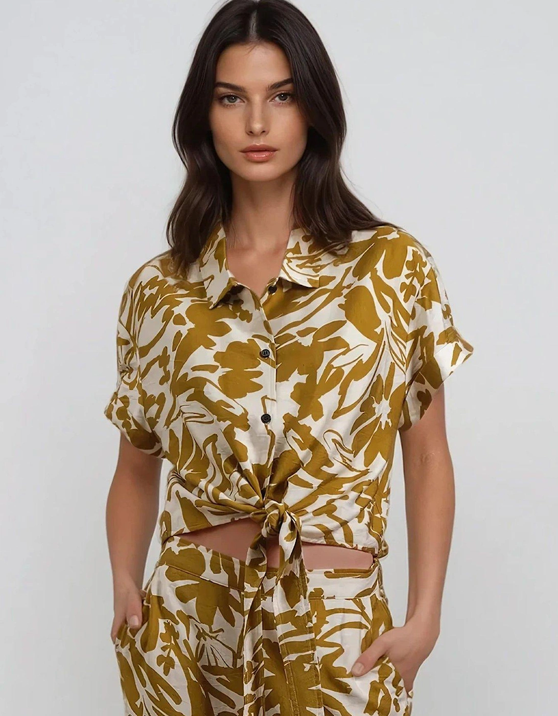 Element Tie Front Shirt In Bright Floral - Yellow, 2 of 1