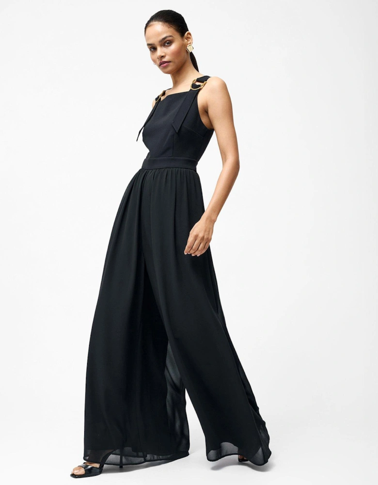 Sleeveless Wide Leg Sheer Jumpsuit