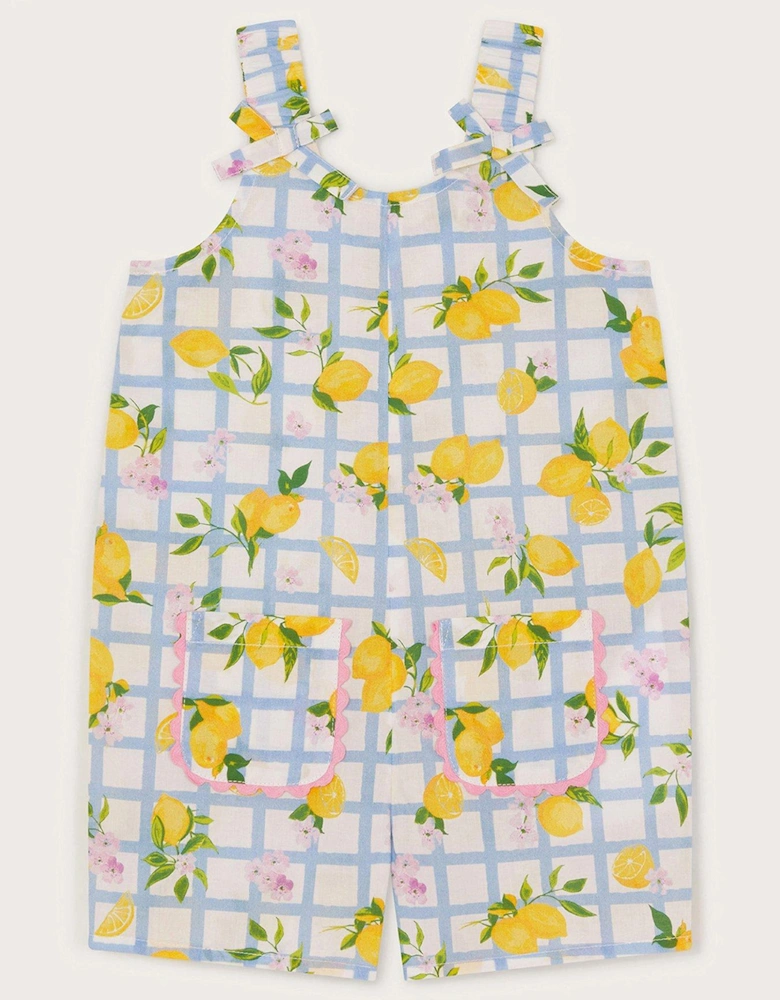 Baby Girls Lemon Tile Print Romper - Blue