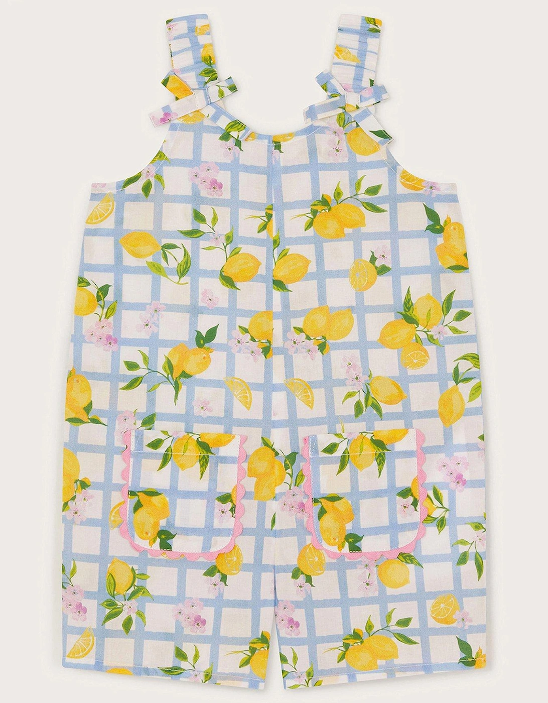 Baby Girls Lemon Tile Print Romper - Blue, 2 of 1