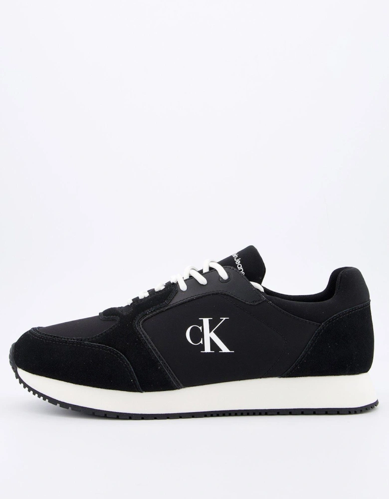 Runner Sock Lace Up Logo Trainer - Black/white