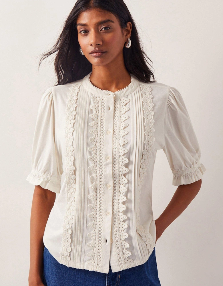 Lia Lace Jersey Top - Ivory