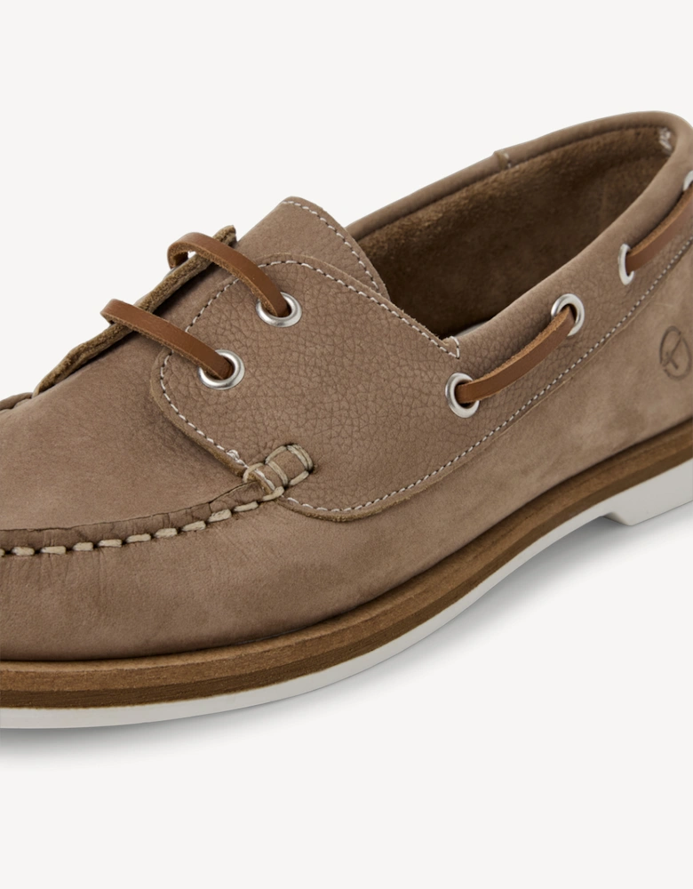 Women's 1-23616-42-341 Lace-up Boat Shoe Leather Taupe