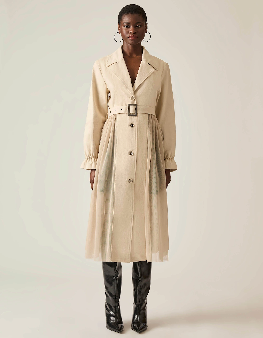 Cotton Tulle Beige Trench, 2 of 1