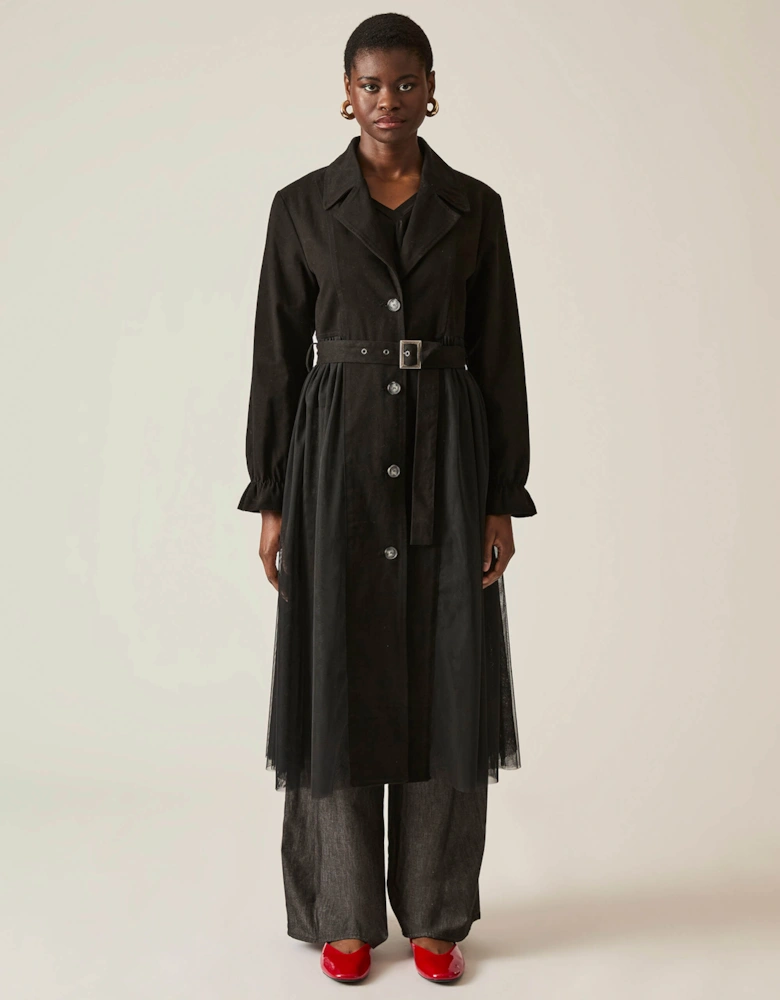 Cotton Tulle Black Trench