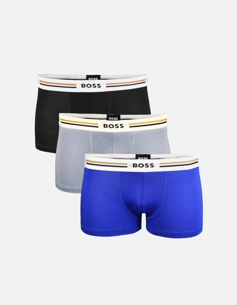 3-Pack Revive Boxer Trunks, Blue/Light Blue/Black