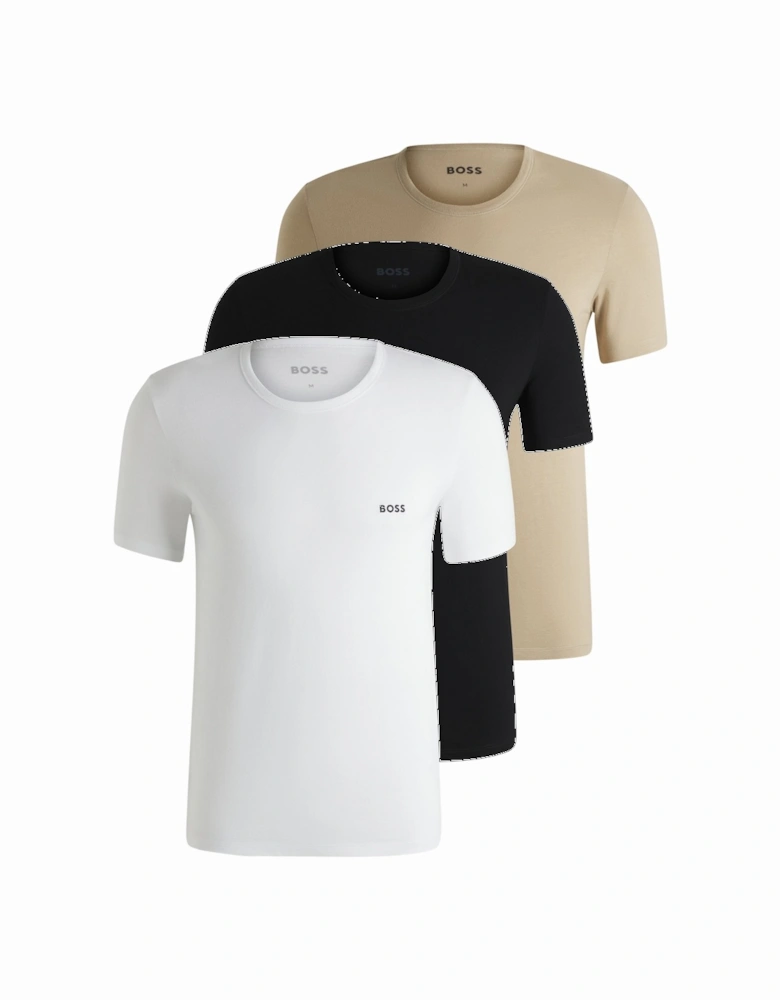 3-Pack Classic T-Shirts, White/Black/Beige