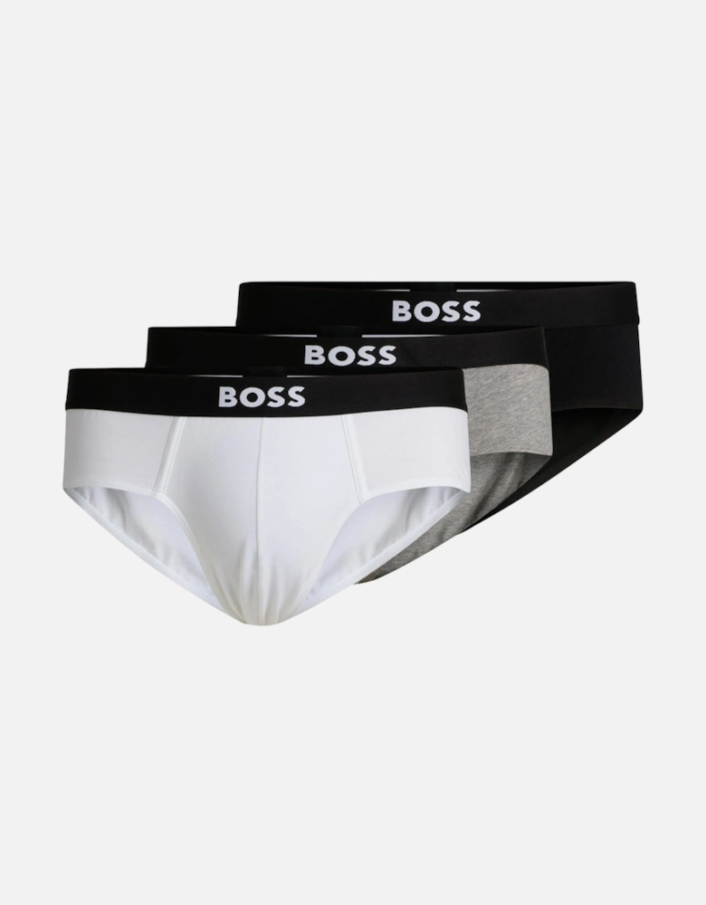 3-Pack BOSS ONE Briefs, Black/Grey/White