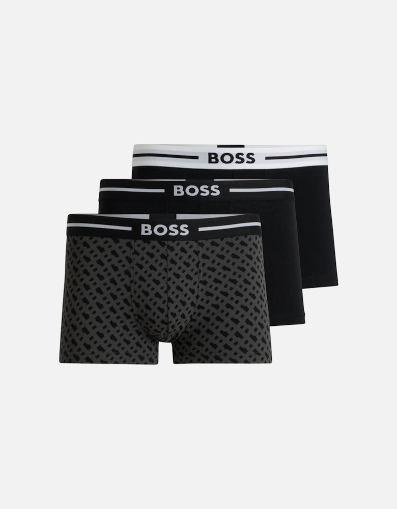 3-Pack Bold Boxer Trunks, Black