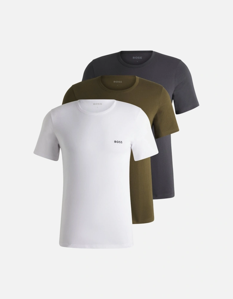 3-Pack Classic T-Shirts, Grey/Khaki/White