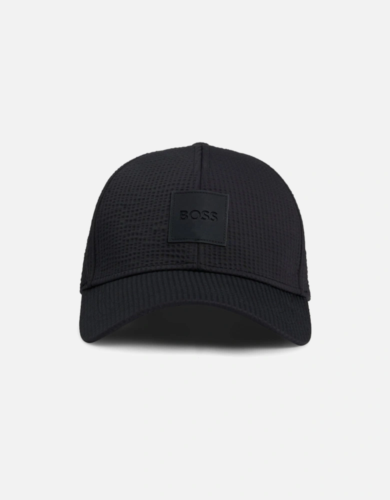 Zedd Seersucker Baseball Cap, Black