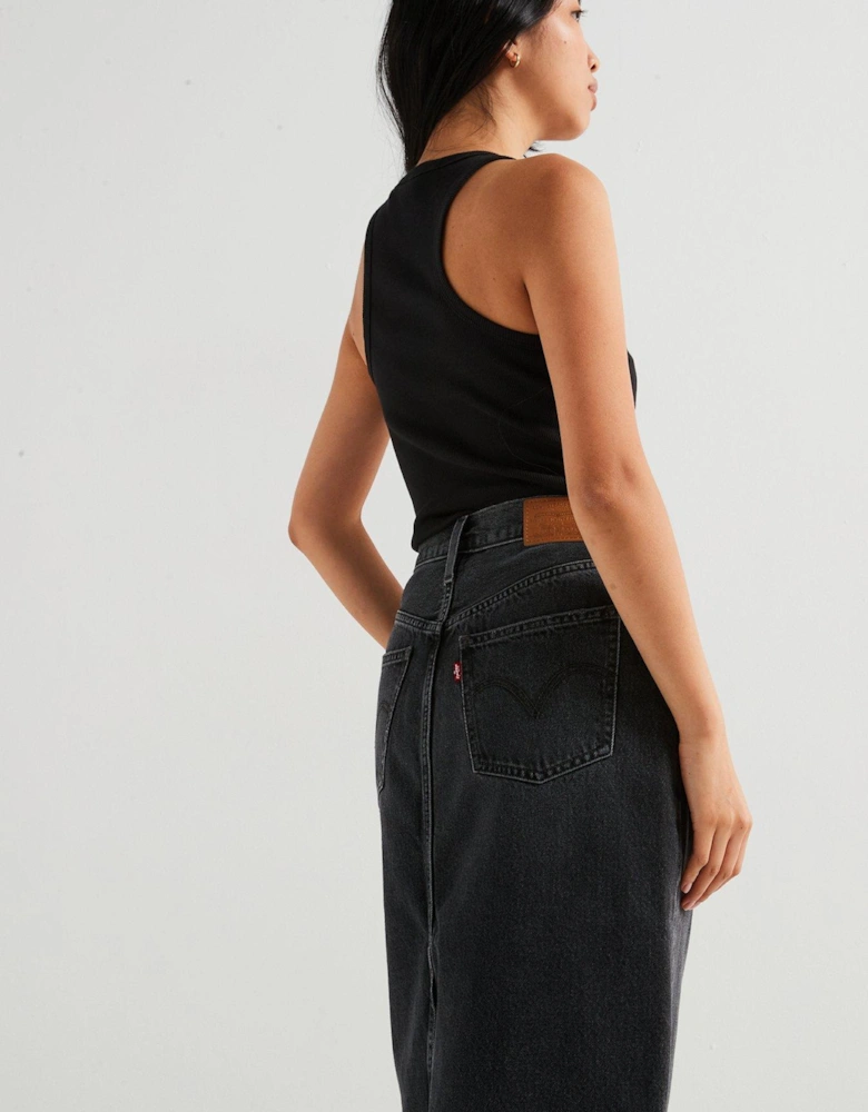 High-rise Slit Skirt - Wandering Spirit Clean - Black