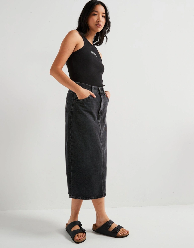 High-rise Slit Skirt - Wandering Spirit Clean - Black