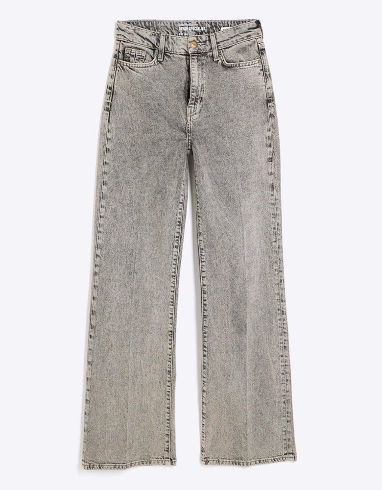 High Rise Wide Leg Jean - Grey