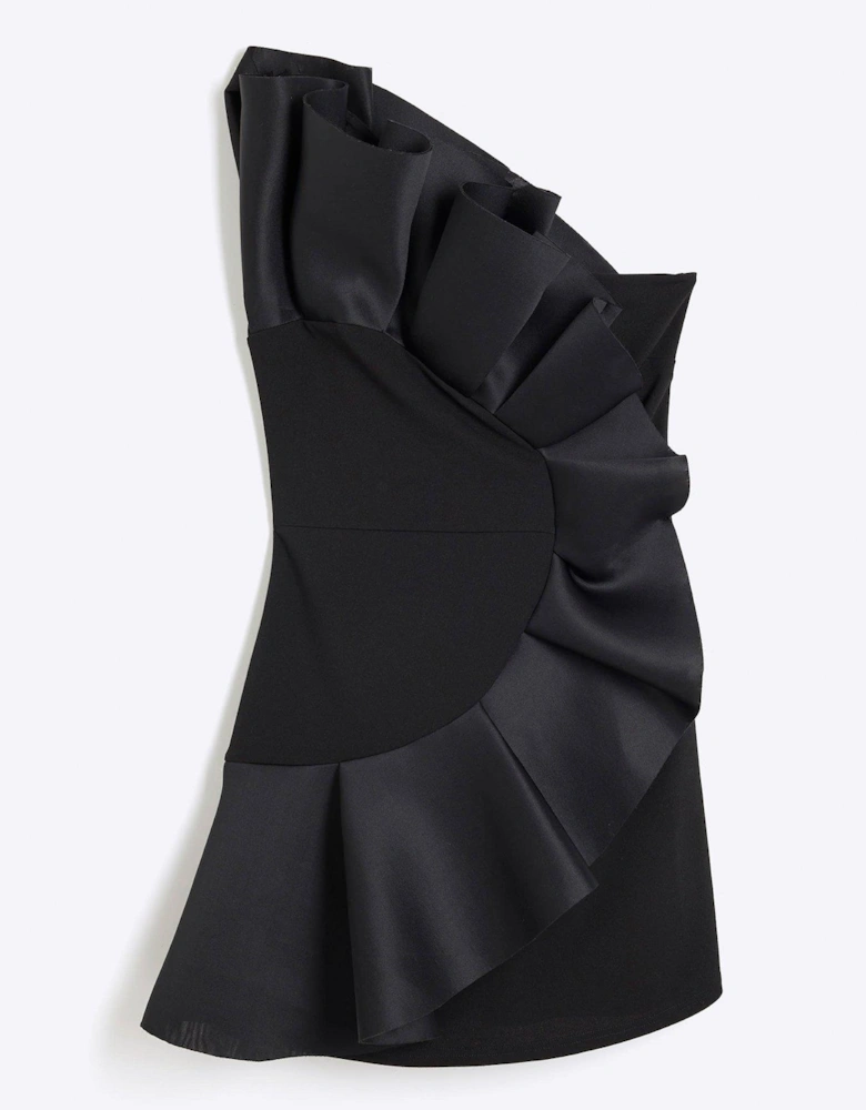 3D Detail Mini Dress - Black