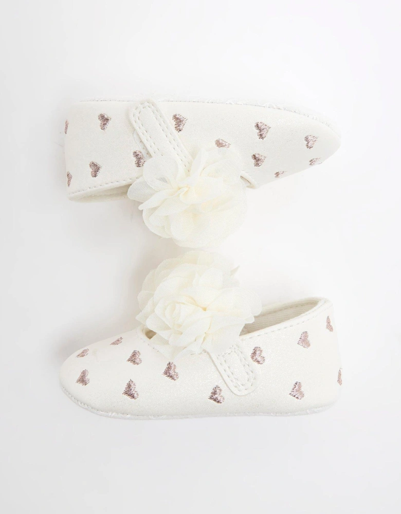 Baby Girls Flower Ballet Pumps - Cream