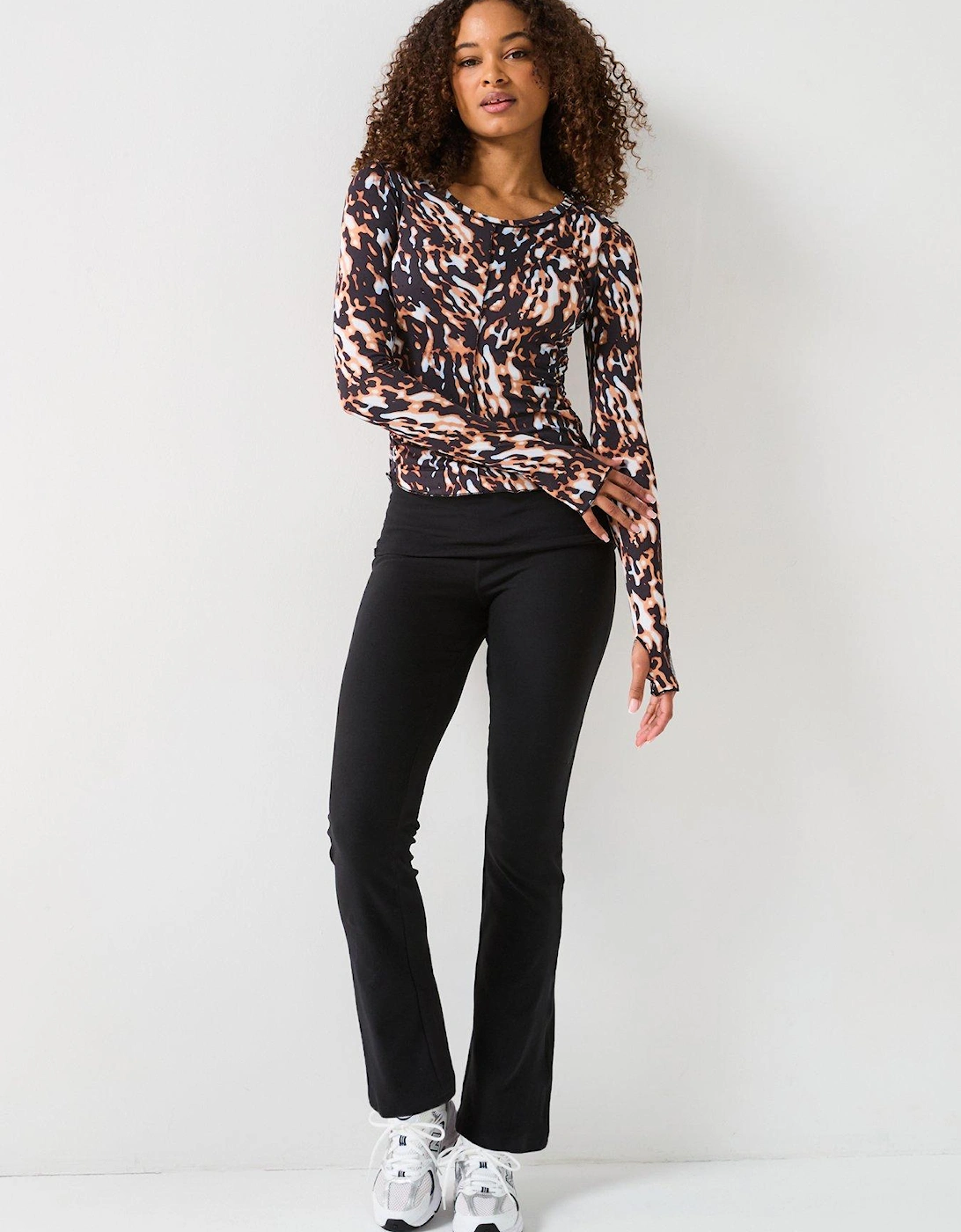 Womens Printed Right On Run Long Sleeve Top - Tortoise Shell