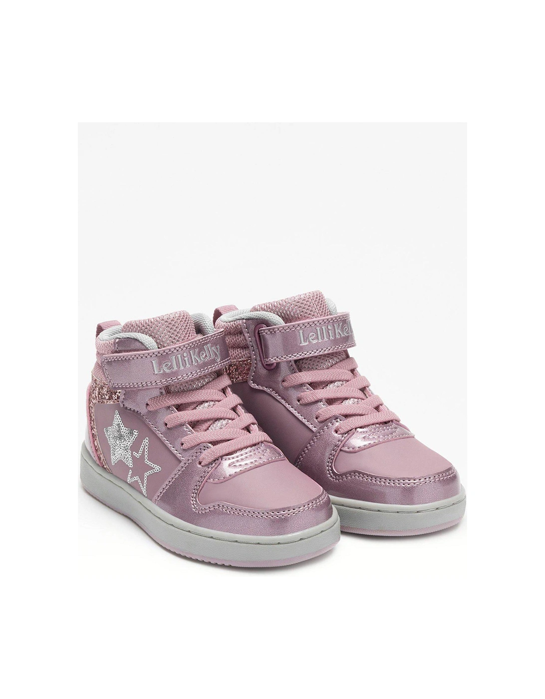 Serena Sequin Star High Top Trainer - Pink