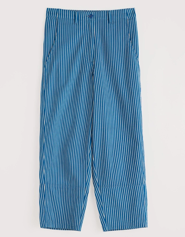 Striped Ankle Grazer Trousers - Blue