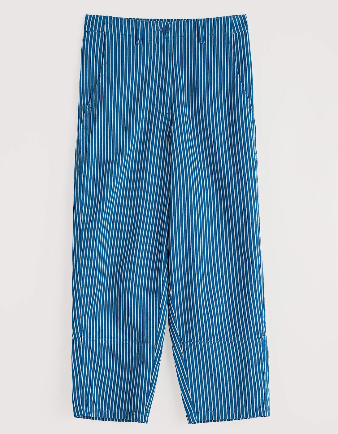 Striped Ankle Grazer Trousers - Blue