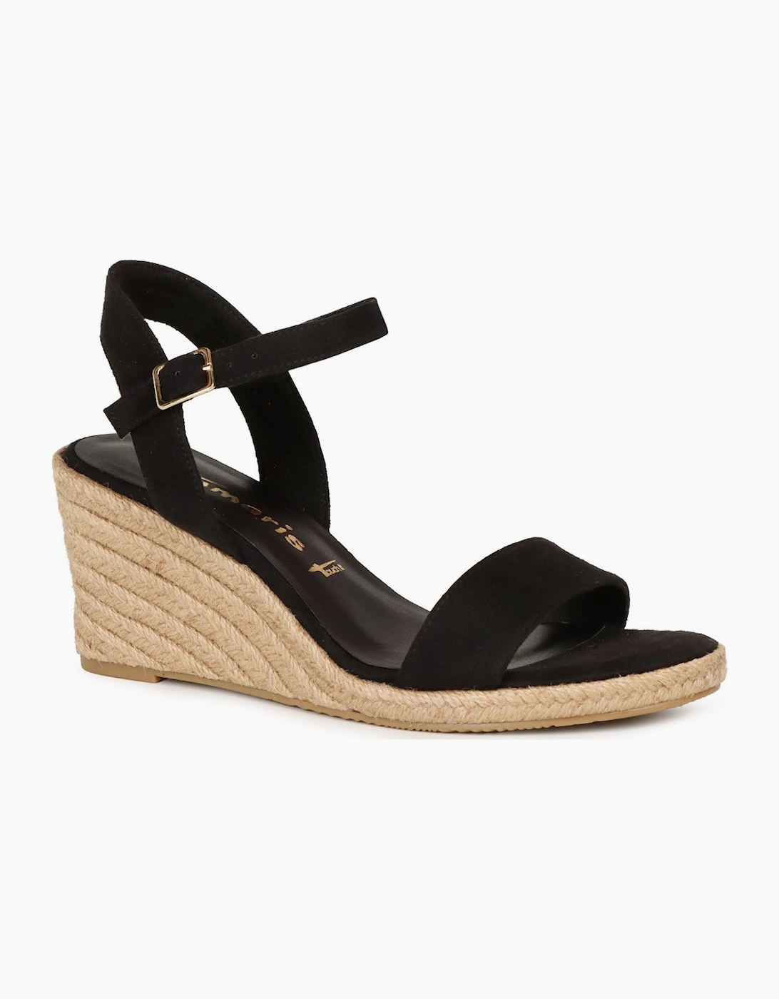 Tamaris Women's Black Sweet Pea Wedge Heel Sandals  4 Size 4