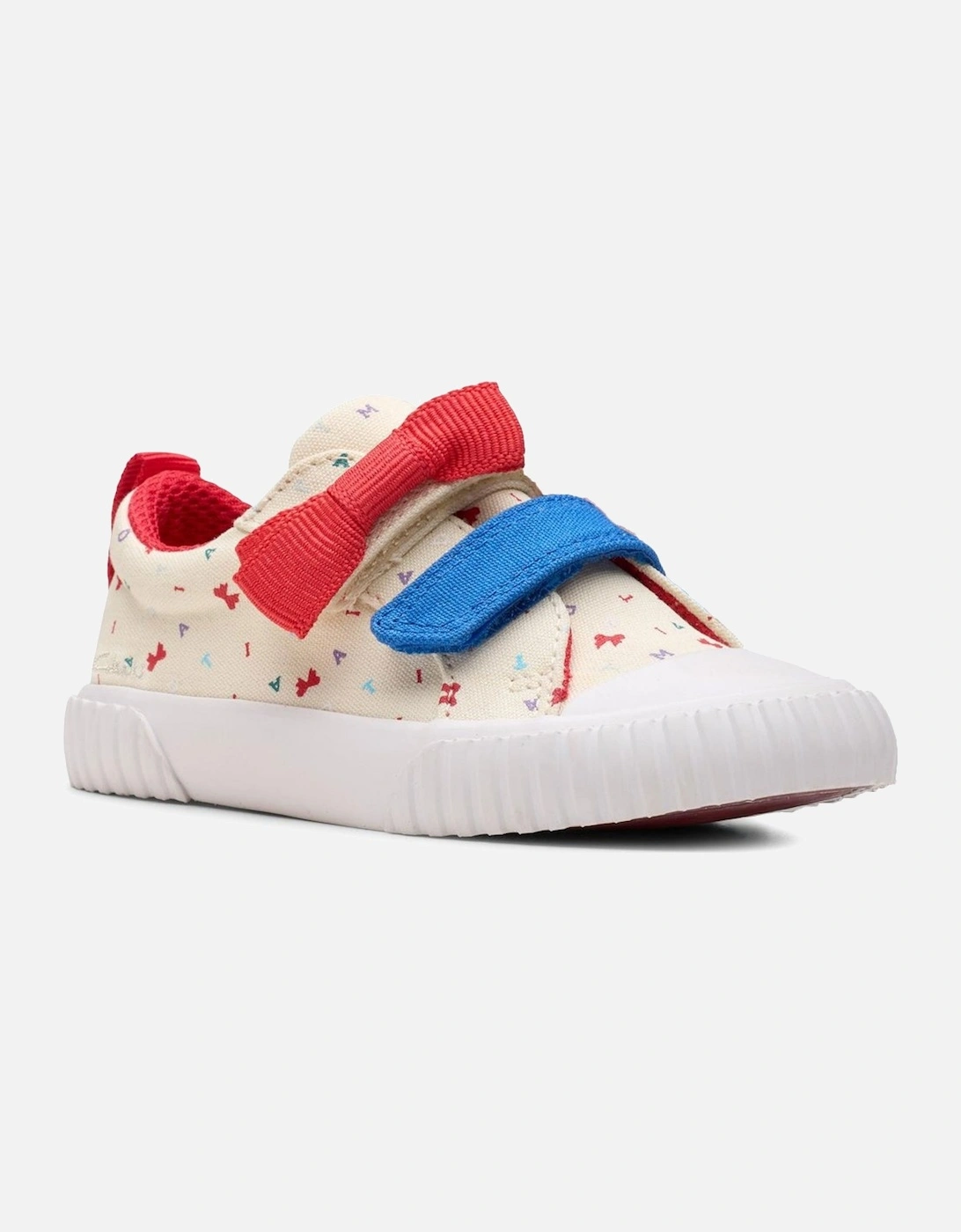 Clarks Girls White  Rd Foxing Bow T Infant Canvas Shoes - Size 4/G (Wide) Kids