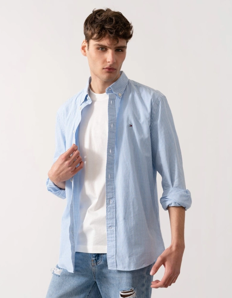 Flex Poplin Gingham Long Sleeve Mens Shirt