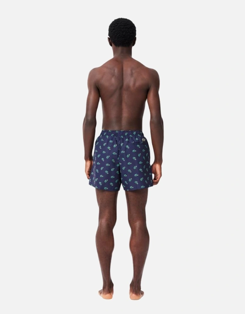 Crocodile Print Swim Trunks - Navy