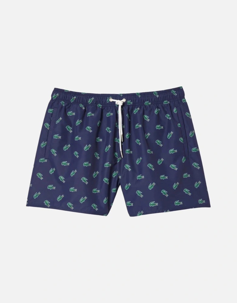 Crocodile Print Swim Trunks - Navy