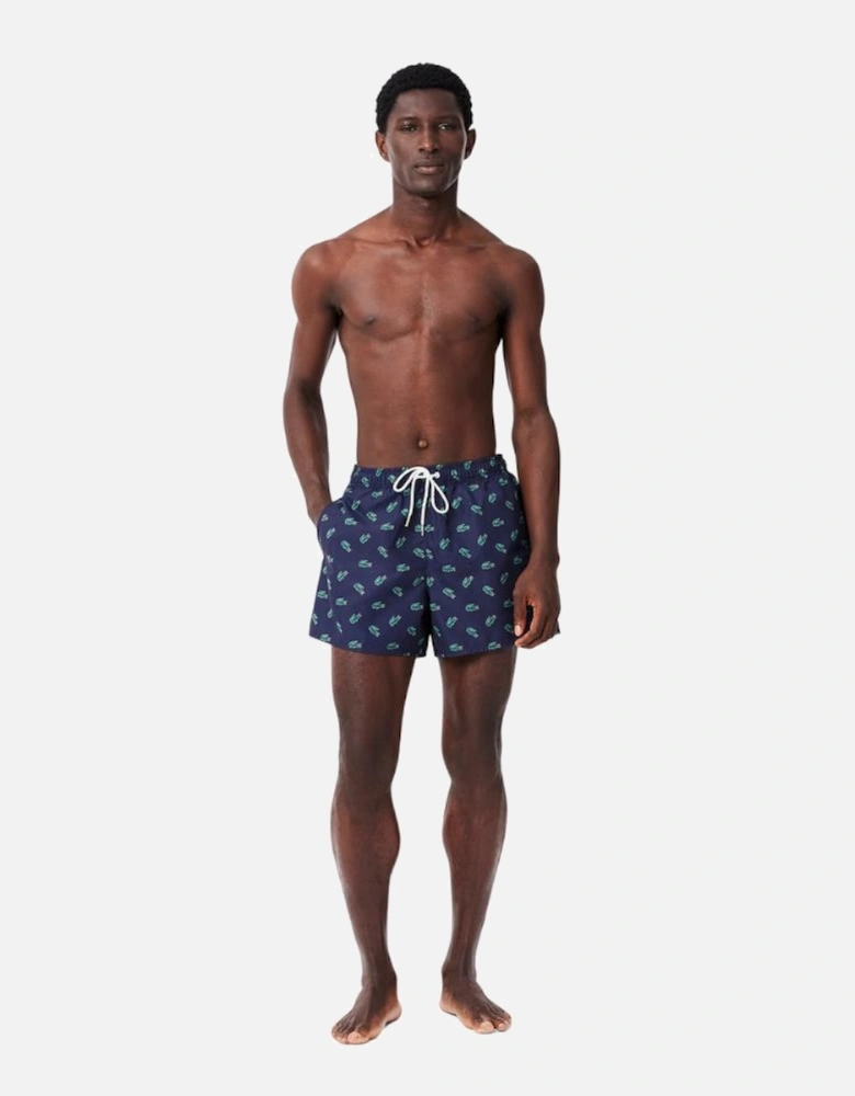 Crocodile Print Swim Trunks - Navy