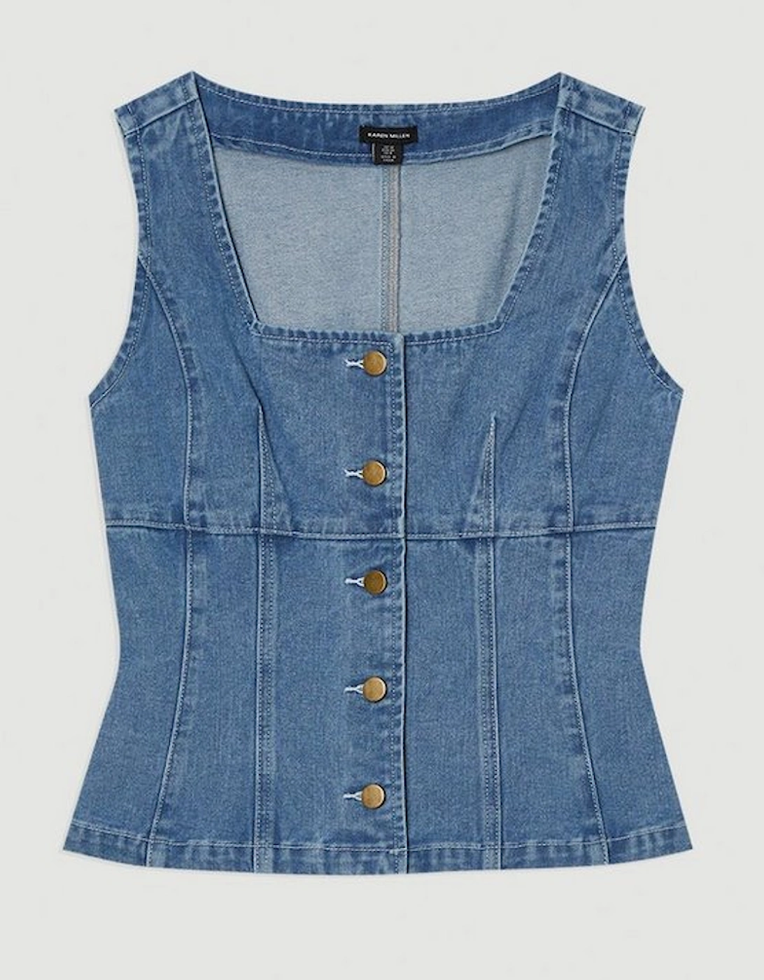 Denim Soft Wash Sleeveless Square Neck Top