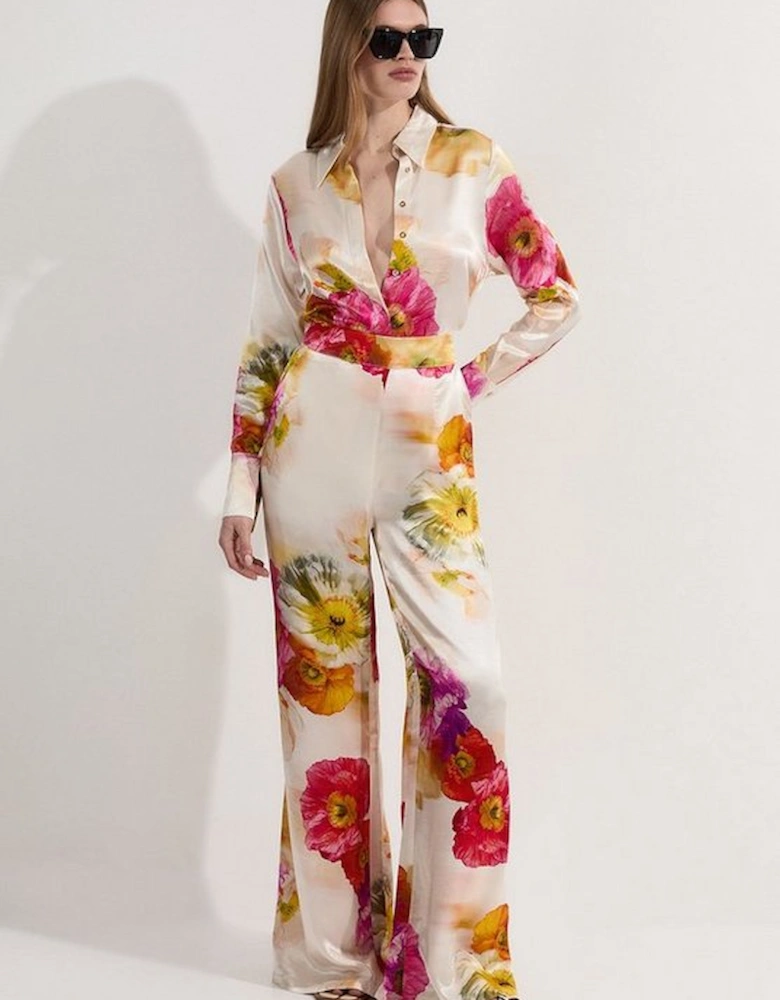 Floral Satin Woven Trouser