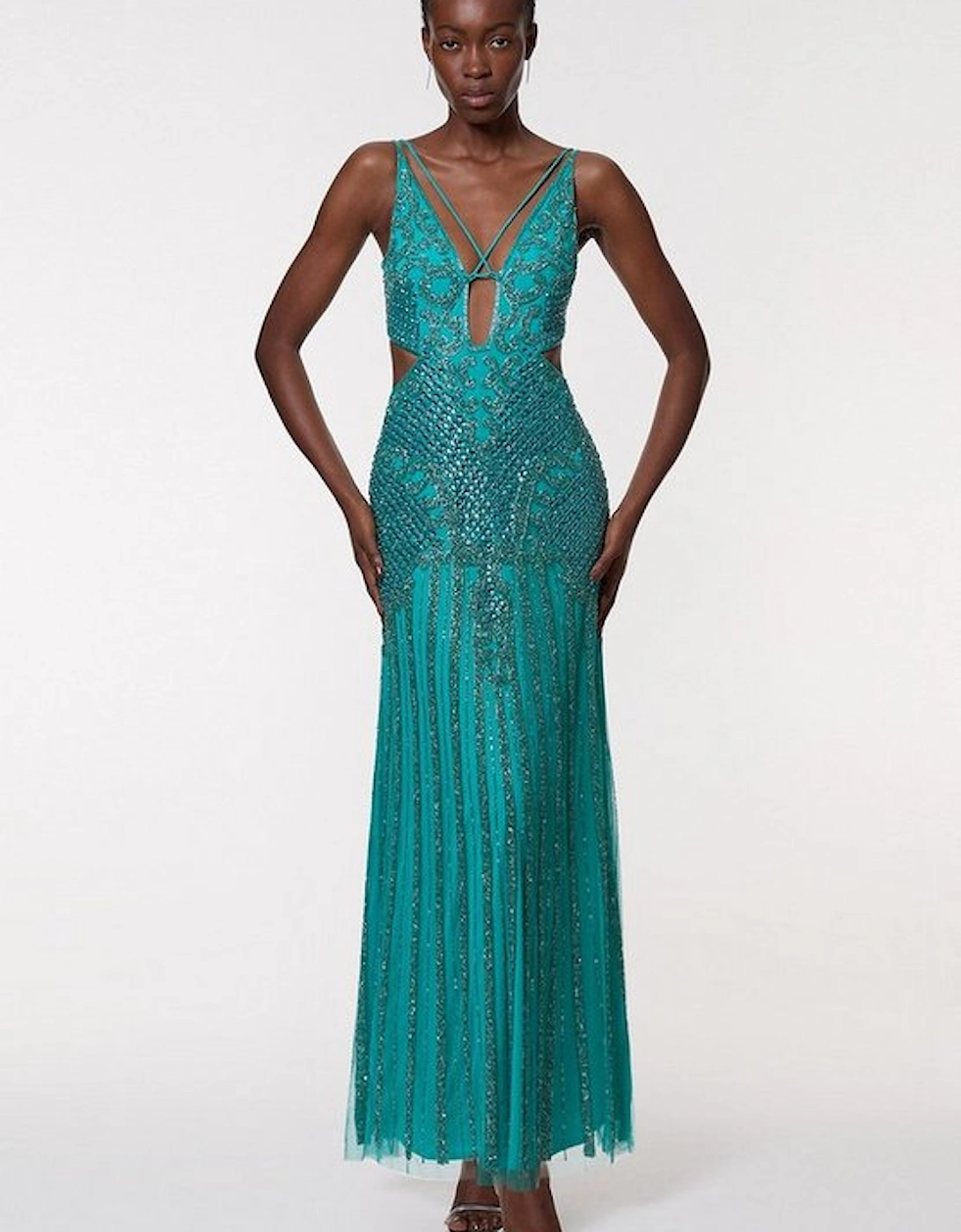 Crystal Embellished Strappy Maxi Dress, 5 of 4