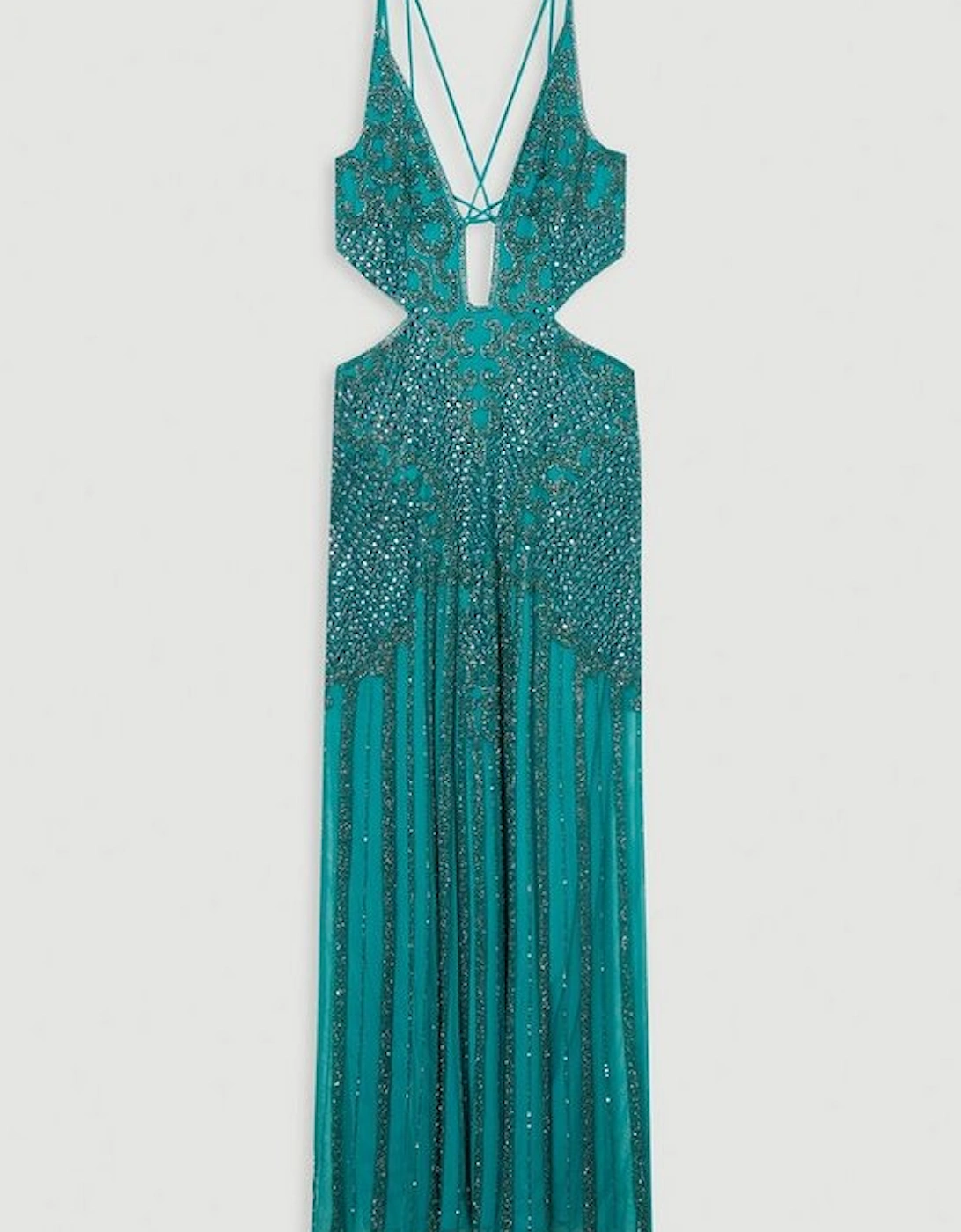 Crystal Embellished Strappy Maxi Dress