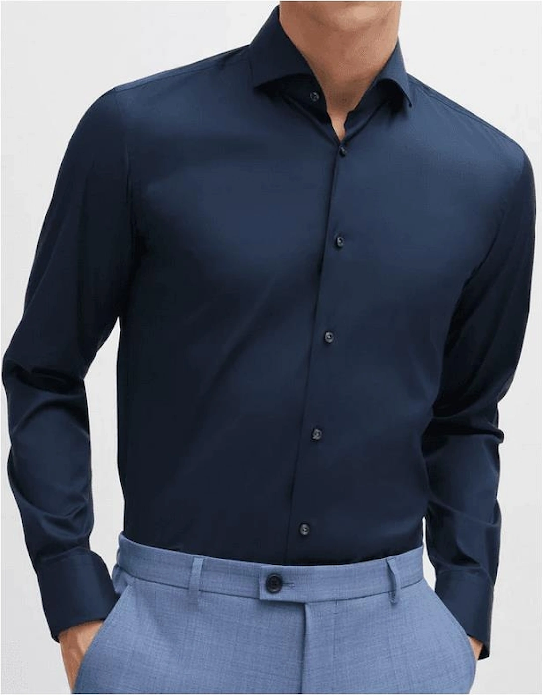 P-Hank-Spread Slim Fit Navy Shirt