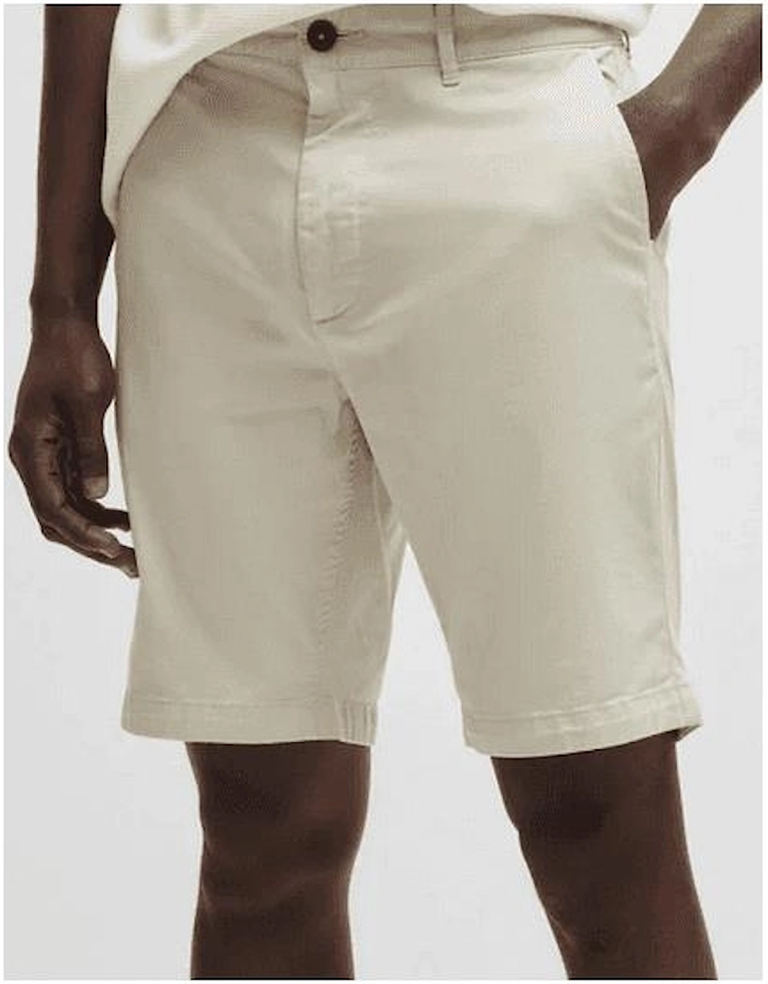 Cotton Slim Fit Beige Chino Shorts