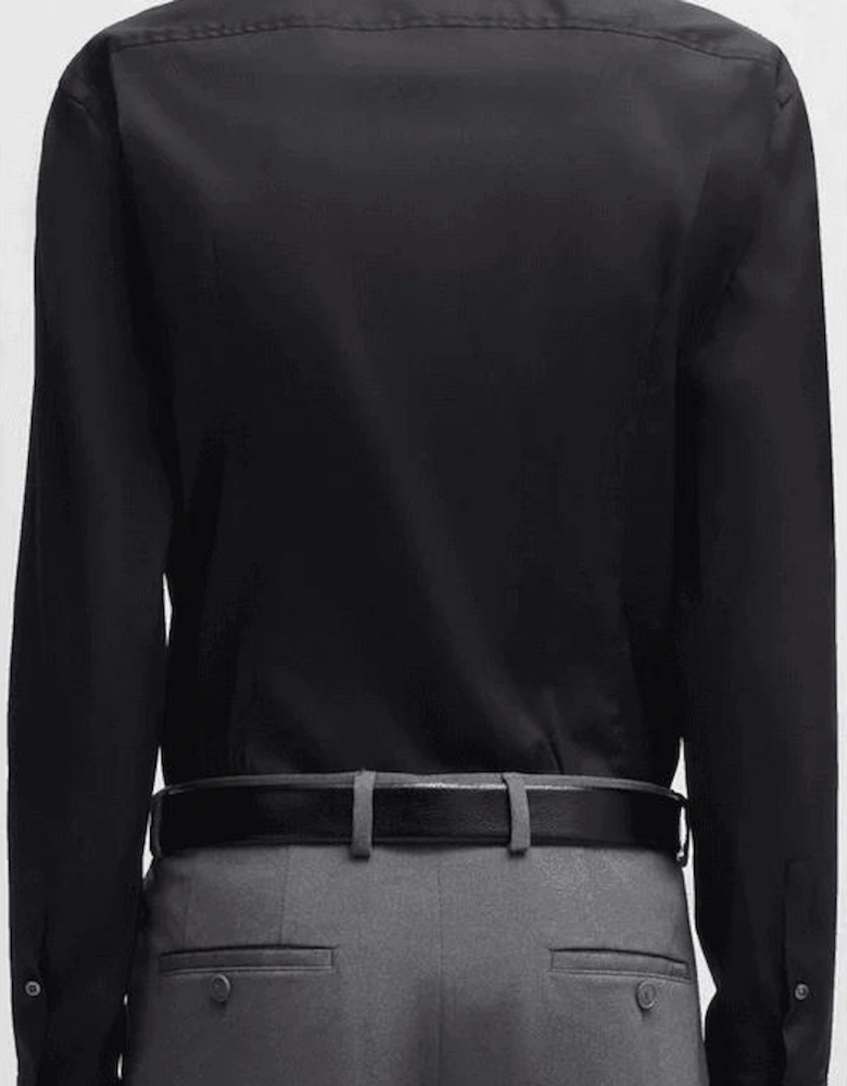 P-Hank-Spread Slim Fit Black Shirt