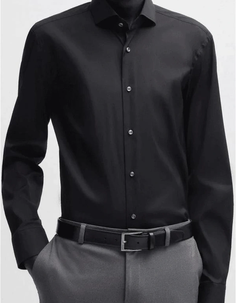 P-Hank-Spread Slim Fit Black Shirt