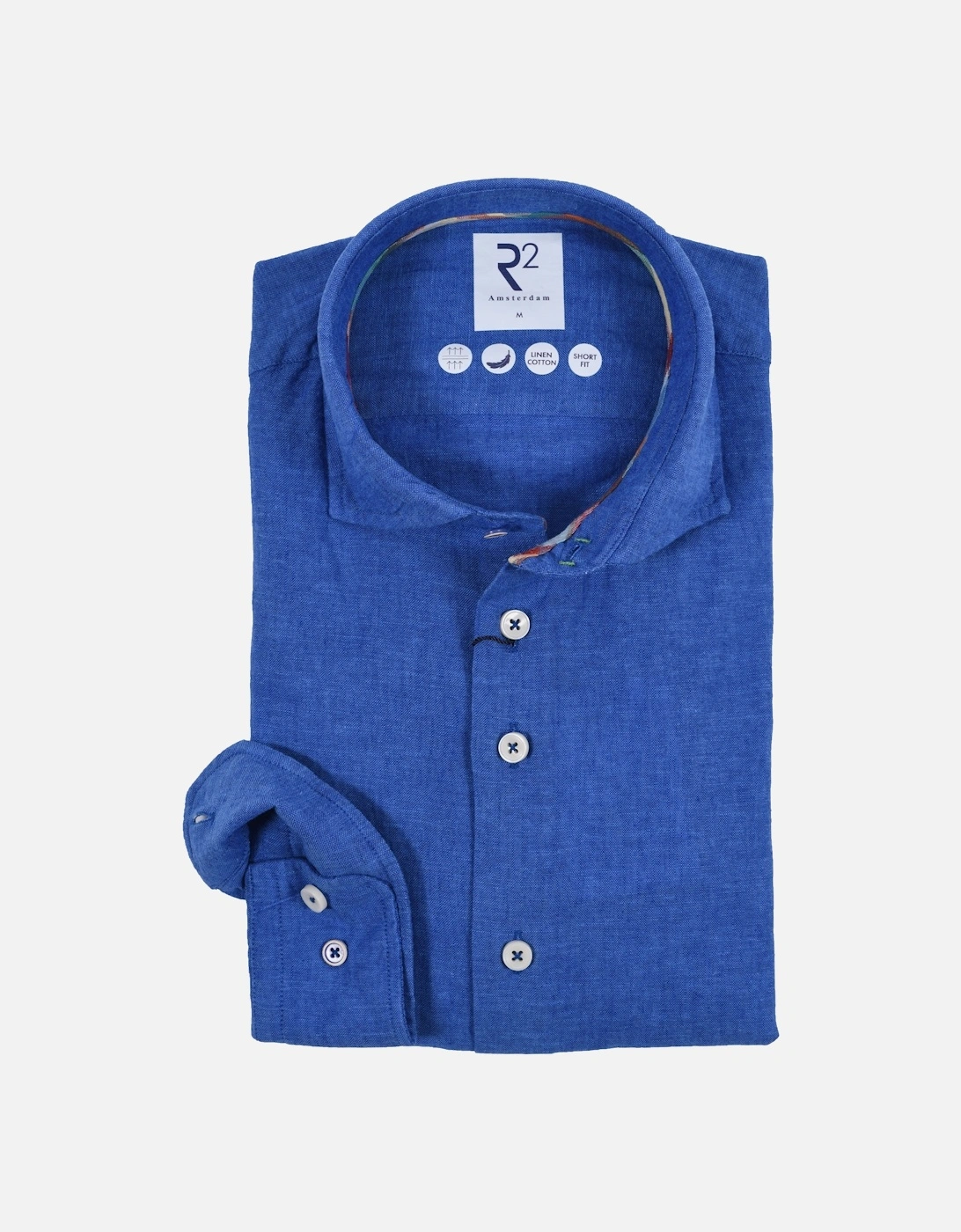 Cut Away Collar Linen Long Sleeved Shirt Cobalt, 4 of 3