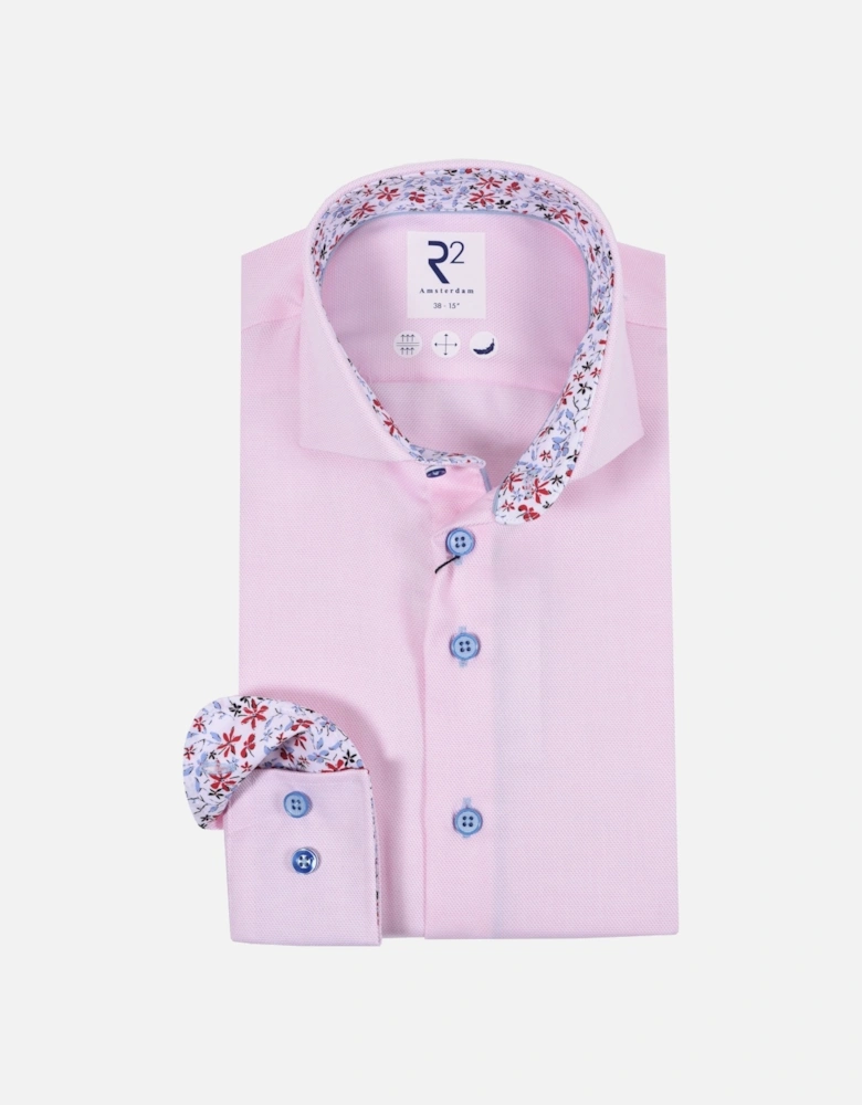 Cut Away Collar Long Sleeved Shirt Pink