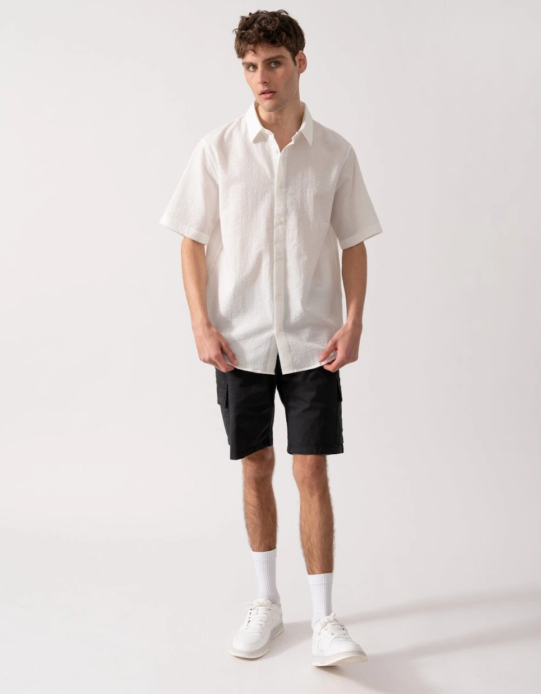 Mens Short Sleeved Seersucker Shirt