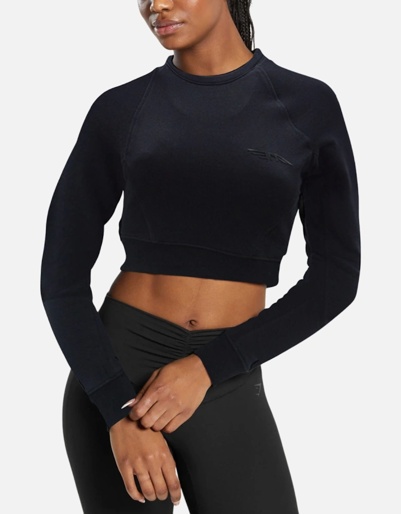 BAA Womens Crop Top Mesh Fleece Sweatshirt Ladies Training workout Cropped Tops