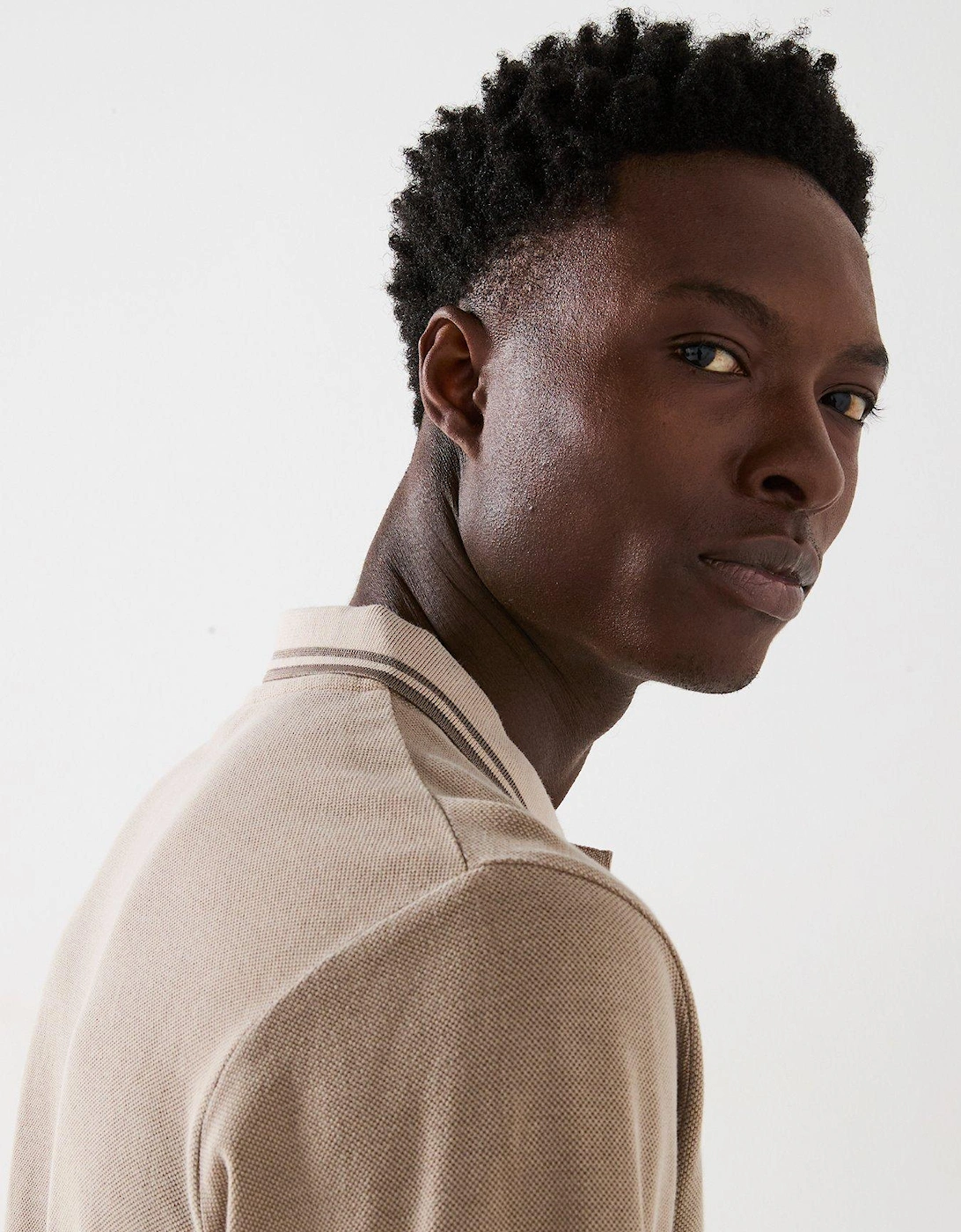 Garment Dyed Longsleeve Pique Polo - Stone