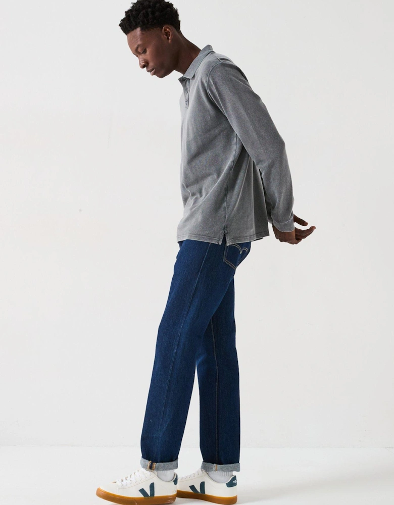 Garment Dyed Longsleeve Pique Polo - Dark Grey
