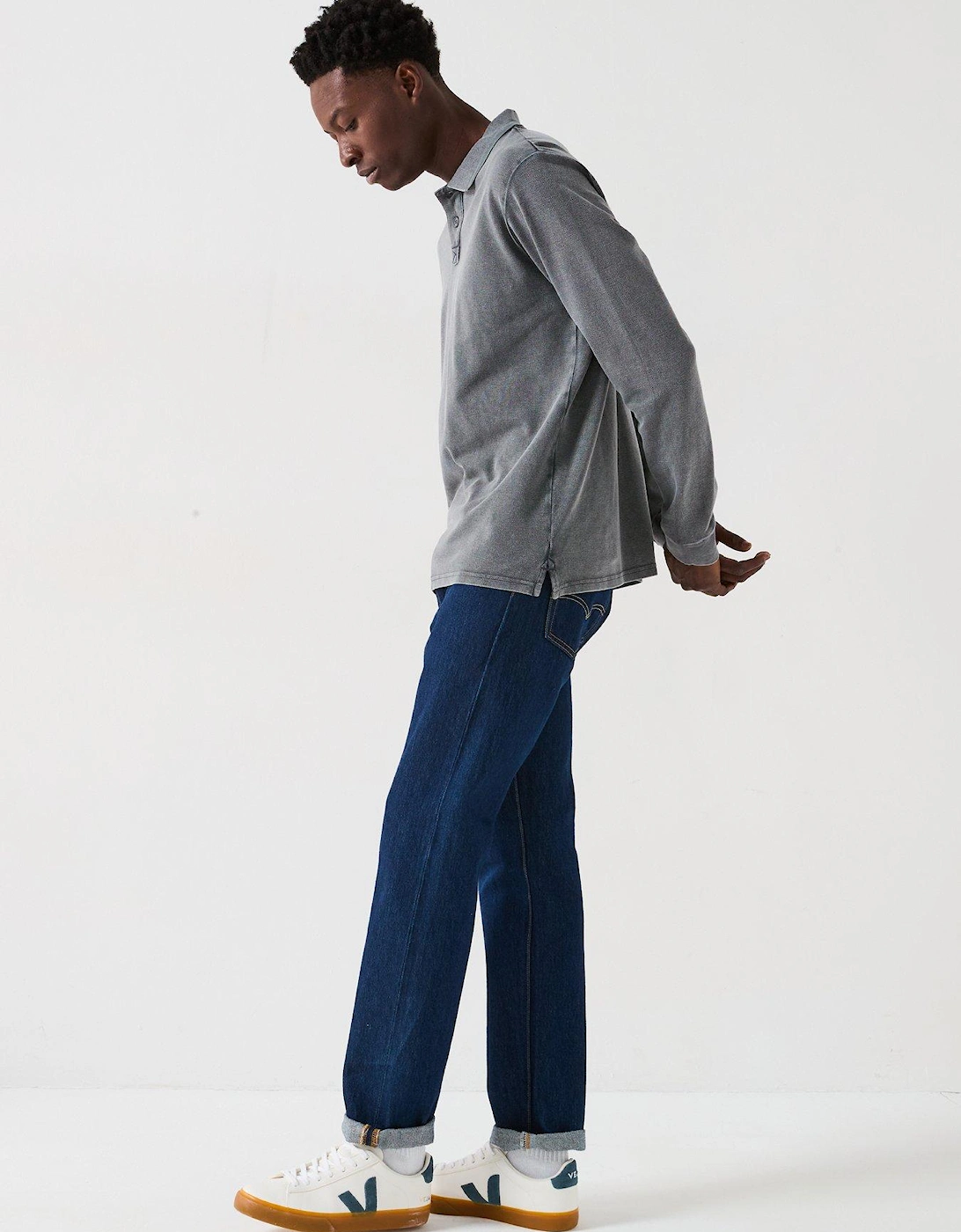 Garment Dyed Longsleeve Pique Polo - Dark Grey