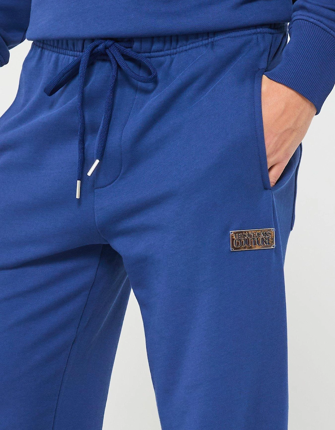 Metal Plaque Logo Jersey Joggers - Blue