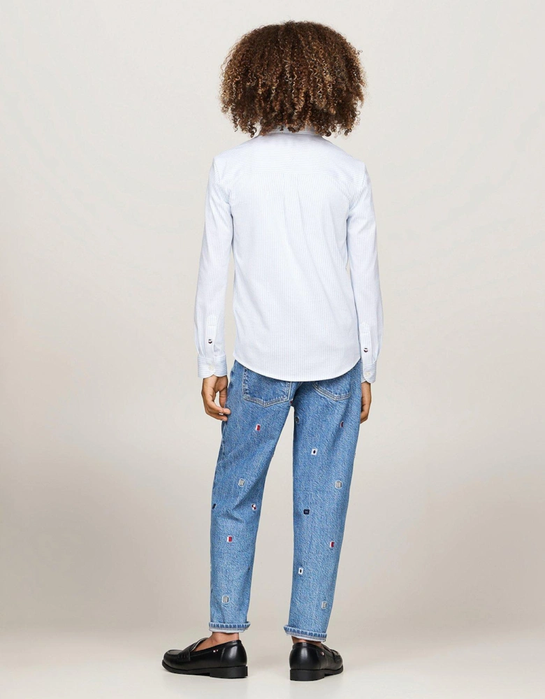 Boys Allover Regular Long Sleeve Shirt - Blue