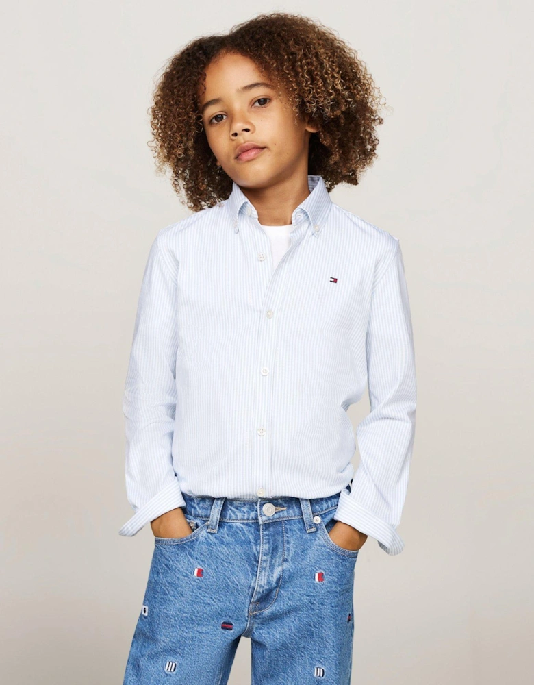 Boys Allover Regular Long Sleeve Shirt - Blue