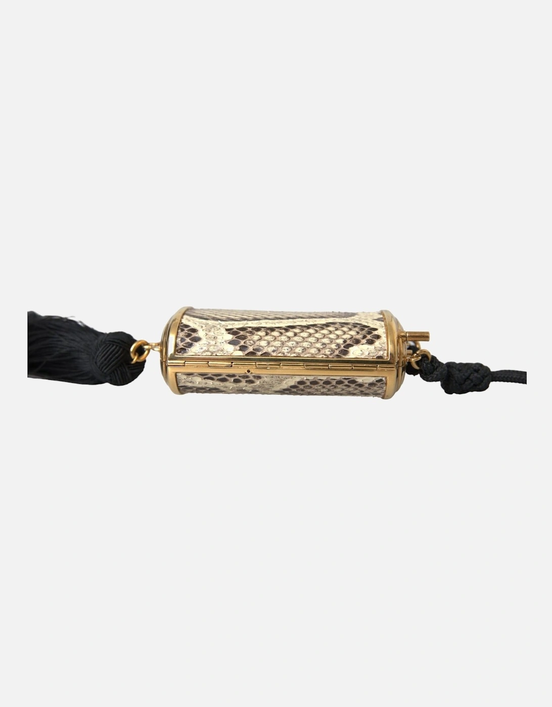 Python Leather Mini Mirror Tassel Neck Strap with Gold Detailing Women