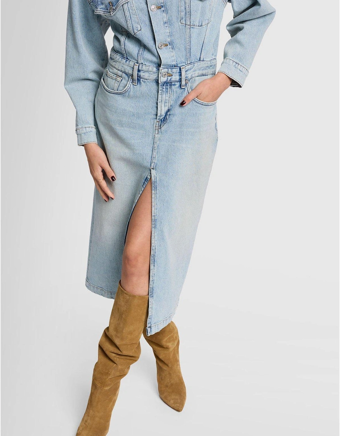 Relaxed Denim Midi Dress Sahara - Light Blue